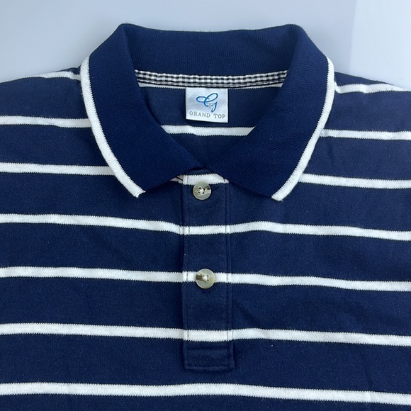 Grand Leader Top Yarn Dyed Stripe Interlock Polo Shirt S80-30 - Picture 2 of 3
